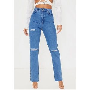 PrettyLittleThing Distressed Straight Leg Jeans